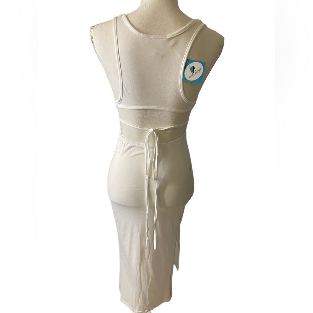 White cut out back summer dress in White sizes: SML